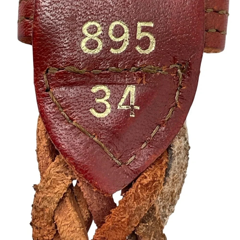 Multi-Brown Colored Braided Leather Brass Buckle Coastal Cowgirl Western Belt
